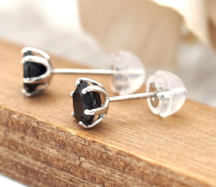 つけっぱなし ピアス プラチナ 900 オニキス 5mm 天然石 誕生石 日本製 【品質保証書つき】 セカンドピアス メンズ レディース 1個ずつバラ売り プレゼント