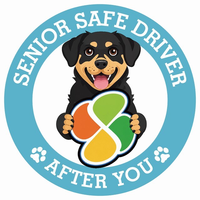 カーサイン 高齢者マーク SENIOR SAFE DRIVER ロットワイラー ステッカー シール 直径13cm 肉球 日本製 車