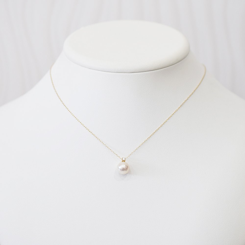 ［pearl600］ 8mm - 8.5mm ホワイトピンク ペンダント ネックレス 4月 誕生石 ダイヤモンド あこや真珠