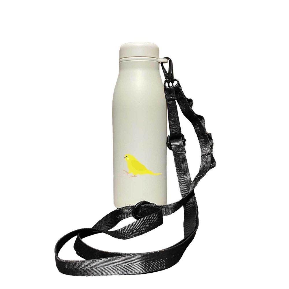 セキセイインコ ショルダー ステンレスボトル 500ml 保温 保冷 ステンレス 真空 断熱 二重構造 水筒 マイボトル カラビナ ベルト ストラップ オリジナル インコ 鳥 小鳥 ペット