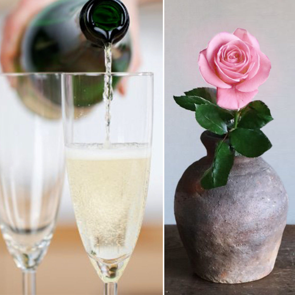 ワインとお花 ギフトセット イタリア スパークリングワイン 辛口 375ml ハーフボトル プリザーブドフラワー ピンク バラ おしゃれ プレゼント 贈りもの 誕生日 女性 フラワーギフト 送料無料