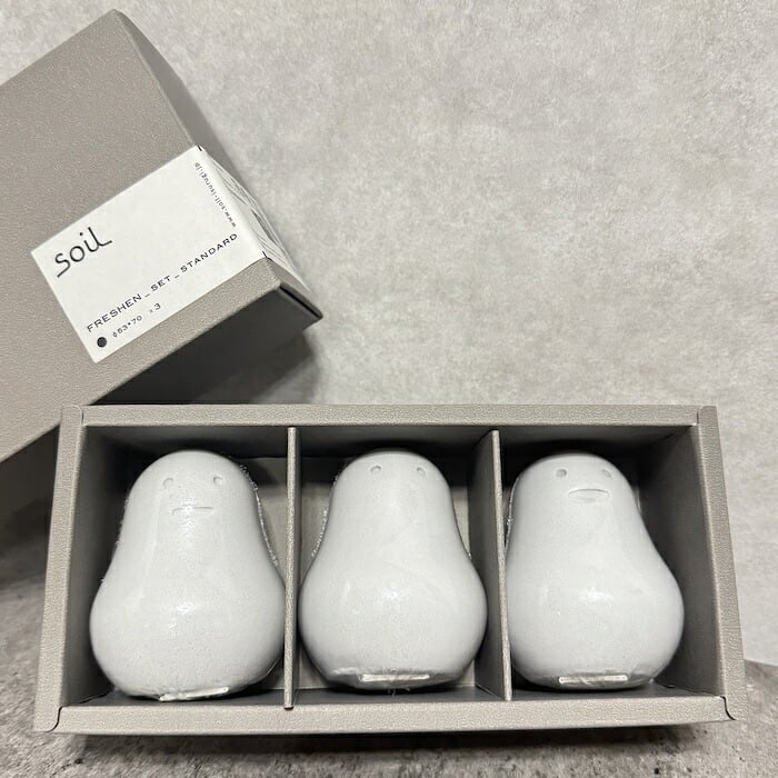 soil FRESHEN set standard 珪藻土吸湿脱臭剤 かわいい置物 自然素材 リサイクルアッシュ 炭 靴箱や玄関・クローゼットにおすすめ消臭剤ギフト