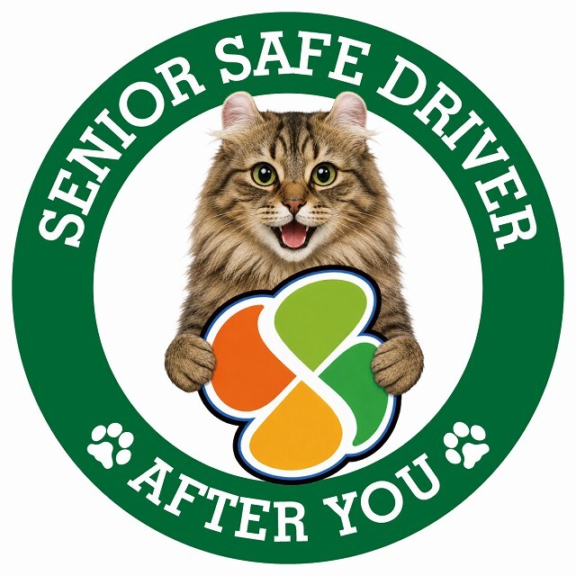 カーサイン 高齢者マーク SENIOR SAFE DRIVER アメリカンカール ステッカー シール 直径13cm 肉球 日本製 車