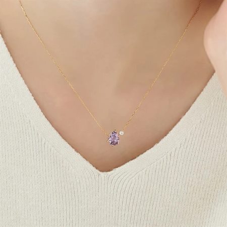 【無料ラッピング】  ヨンドシー 4℃ 2月誕生石 K10イエローゴールド ネックレス アメシスト フェルスパー ブランド 正規品 新品 ギフト プレゼント 人気 おすすめ 誕生日 記念日 クリスマス 送料無料