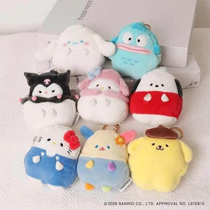 PUKUMARU チャームポーチ ぷくまる サンリオ ミニポーチ バッグチャーム 小物入れ キーホルダー マスコットポーチ シナモロール クロミ ハローキティ ポムポムプリン マイメロディ ポチャッコ ハンギョドン ウサハナ キャラクター かわいい 高校生 鍵