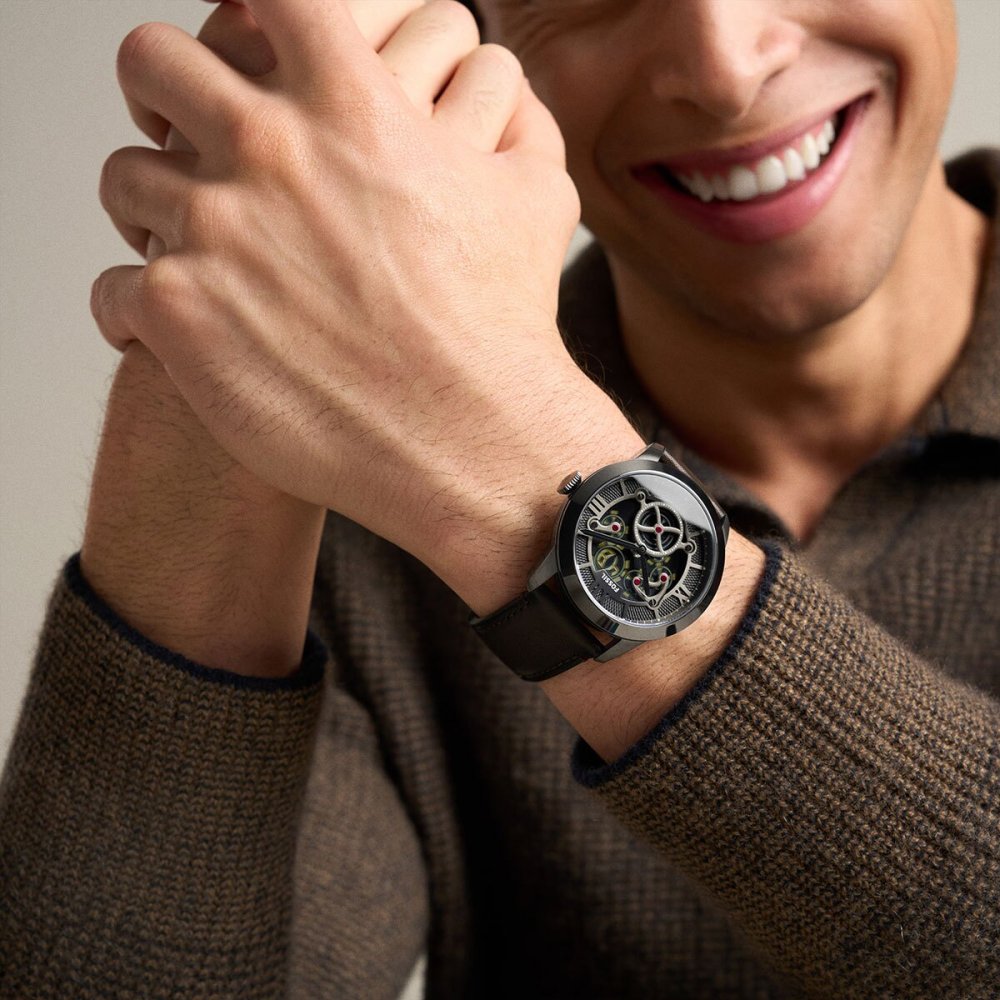 フォッシル FOSSIL 腕時計 メンズ TOWNSMAN アニメーション デジアナ ブラウン レザーウォッチ FS6191【2026 新作】