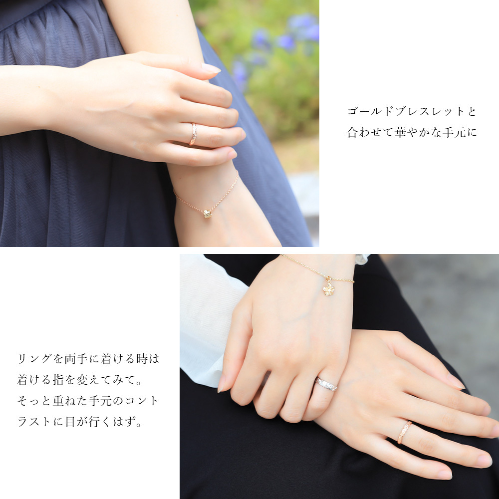 ハワイアンジュエリー リング ゴールド 刻印 無料 1号～15号 幅約3mm 14K K14ピンクゴールド ギフト対応可 指輪 ピンキーリング 小さいサイズ BY THE SEA バイザシー 彼女 妻 女性 レディース 誕生日 プレゼント ハロウィン 【品番：GMR1019】