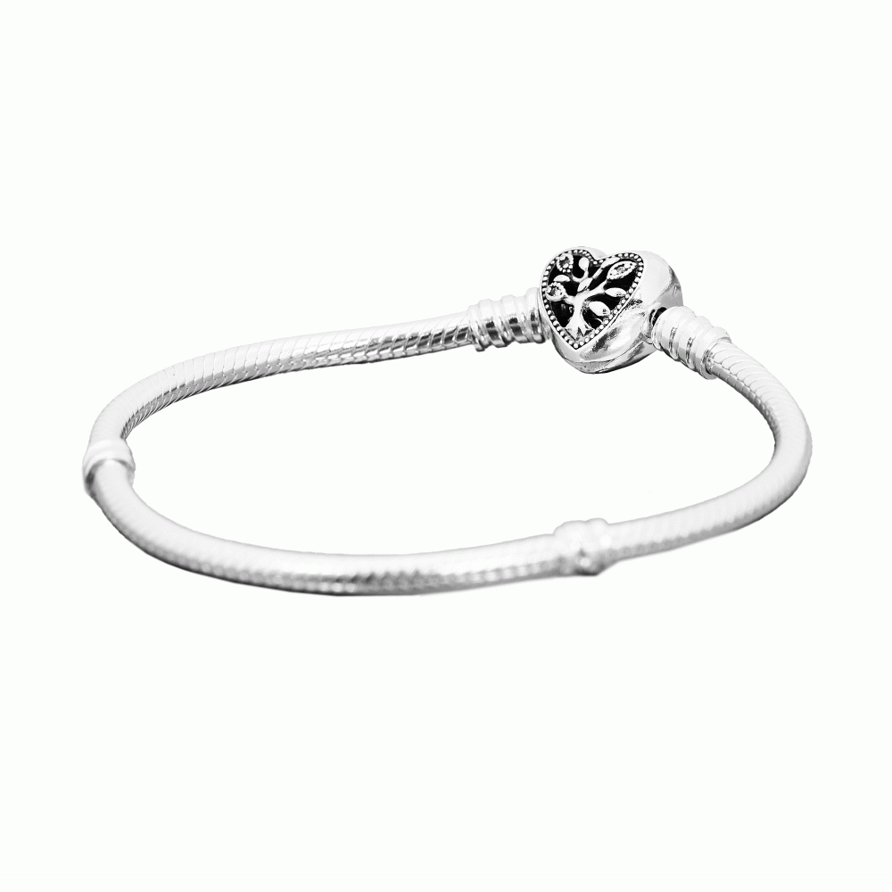 ボックス・ショッパー付 PANDORA(パンドラ) ★ Family Tree Heart Clasp Snake Chain Bracelet ★ファミリーツリー ハート クラスプ スネークチェーン ブレスレット ★ チャーム カスタマイズ アクセサリー シンプル 日常使い 誕生日 記念日 母の日 プレゼント ギフト
