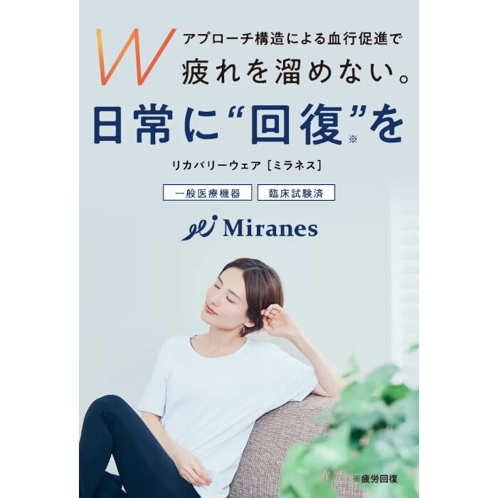 【Miranes(ミラネス)】リカバリーウェア 一般医療機器 血行促進 疲労回復 抗菌防臭 シャツ＆スパッツ上下セット クリスマスプレゼント 敬老の日 母の日 父の日 誕生日 退職祝い【送料無料】