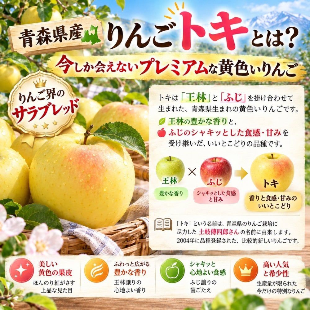 青森県産　りんご　ご家庭用　トキ　９ｋｇ　　送料無料！