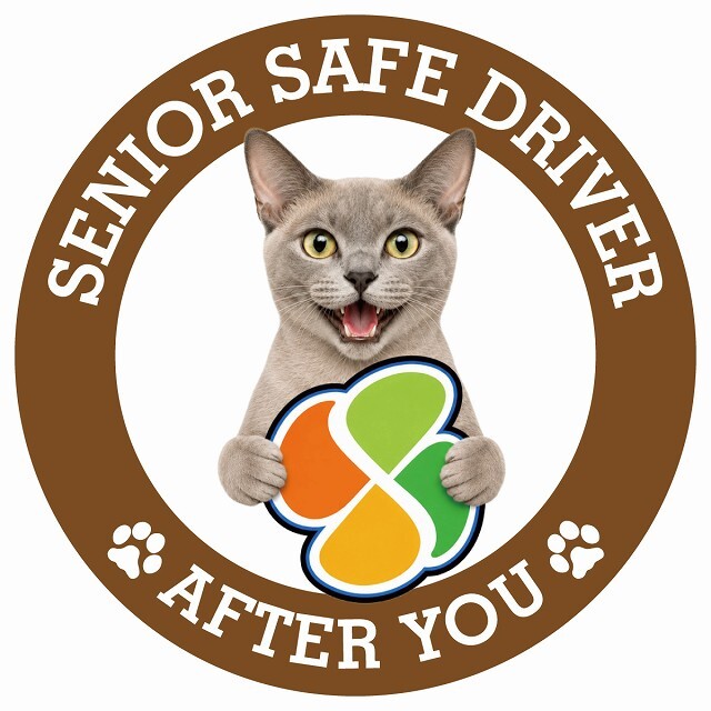 カーサイン 高齢者マーク SENIOR SAFE DRIVER ヨーロピアンバーミーズ ステッカー シール 直径13cm 肉球 日本製 車