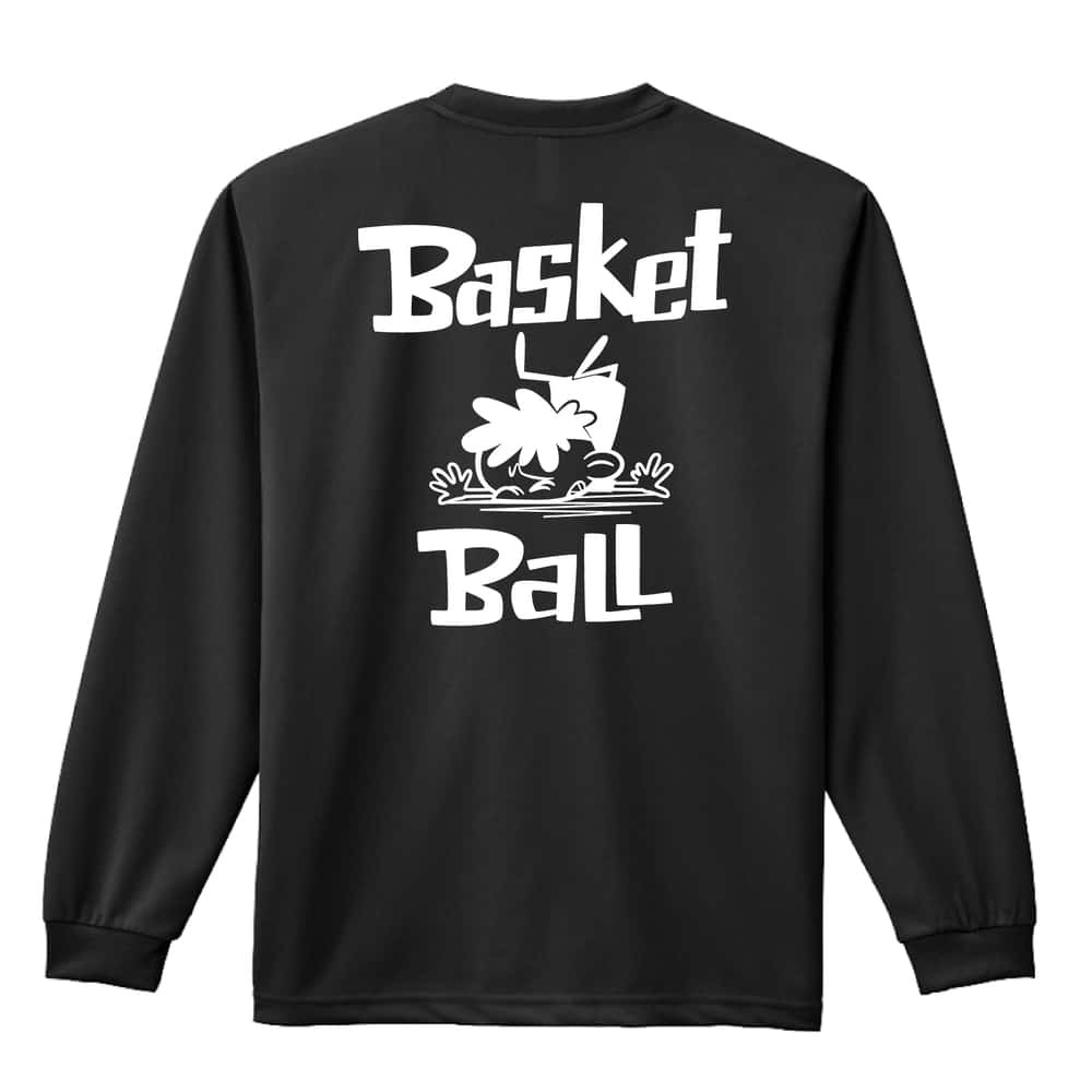 バスケ ロンT 長袖 Tシャツ メンズ 練習着 レディース ジュニア ウェア ドライ おもしろ tシャツ 名入れ おしゃれ キッズ 文字入れ無料 「バスケットボール 七転び八起き」 アートワークスコウベ 【送料無料】