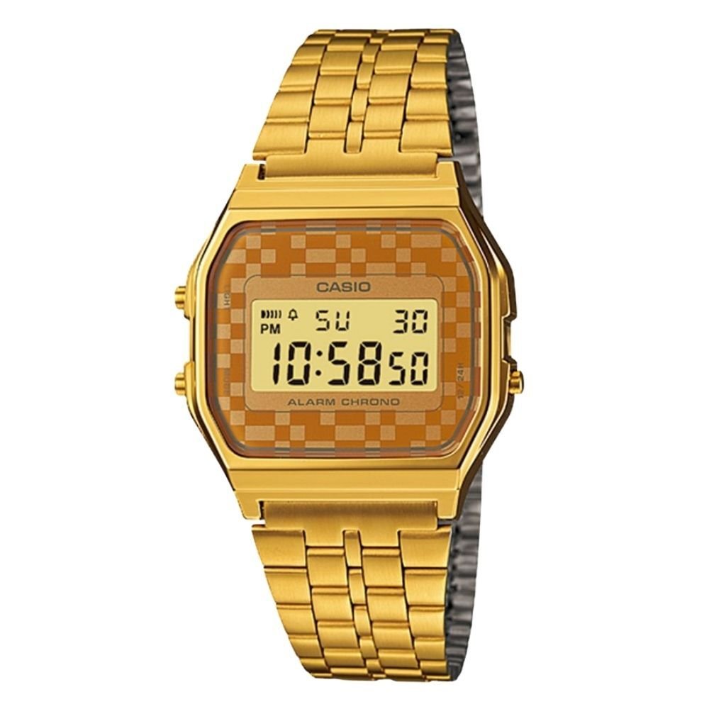 箱なし 希少デザイン カシオ 腕時計 メンズ レディース ゴールド チプカシ CASIO 海外モデル デジタル 市松模様 レトロ アラーム ストップウォッチ プレゼント ギフト 成人 卒業 入学