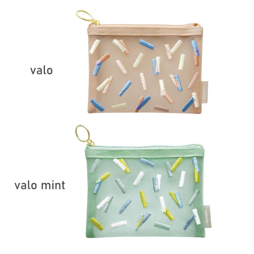 SUVANTO　刺繍ミニポーチ メッシュ ミニサイズ コンパクト ファスナー レディース 刺繍 花柄 収納 ベージュ ネイビー グリーン 花 プレゼント ギフト 誕生日 母の日 出産祝い 無料ラッピング