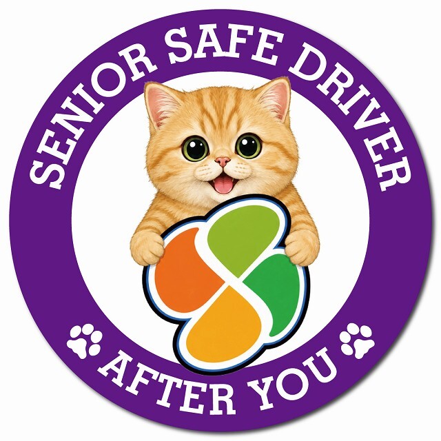 カーサイン 高齢者マーク SENIOR SAFE DRIVER マンチカン マグネット 強力 直径13cm 肉球 日本製 車 ステッカー