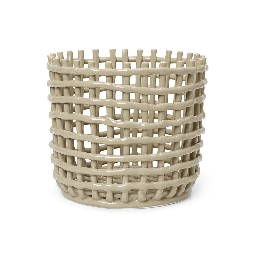 ferm LIVING ファームリビング セラミック バスケット ラージ 直径23.5cm 北欧雑貨 インテリア カゴ おしゃれ 小物入れ デンマーク 収納 陶器 ポットカバー 鉢カバー インテリア雑貨 北欧雑貨 キッチン 玄関 リビング