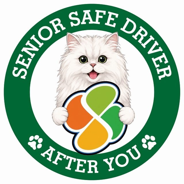 カーサイン 高齢者マーク SENIOR SAFE DRIVER ペルシャ ステッカー シール 直径13cm 肉球 日本製 車