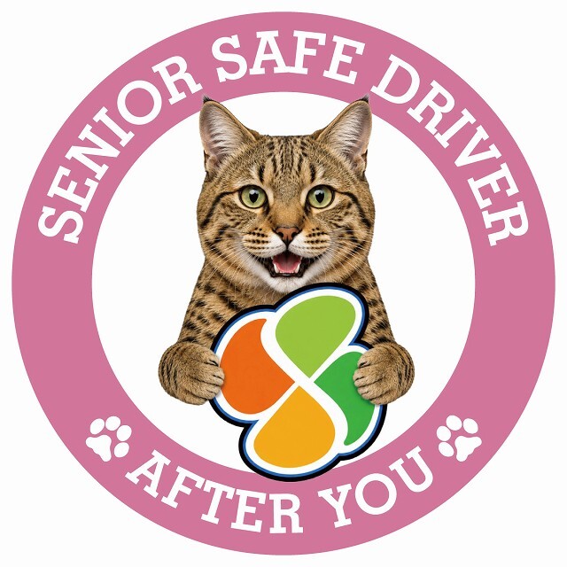 カーサイン 高齢者マーク SENIOR SAFE DRIVER ピクシーボブ ステッカー シール 直径13cm 肉球 日本製 車