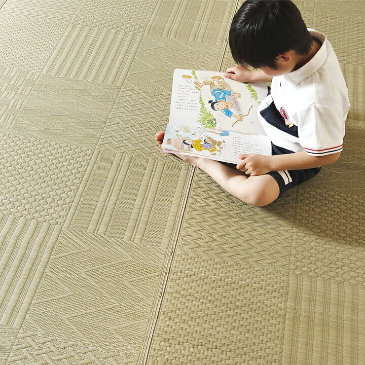 夏ラグ 夏用カーペット 上敷き い草カーペット 市松模様 和室 約255×340cm 団地間6畳 新生活