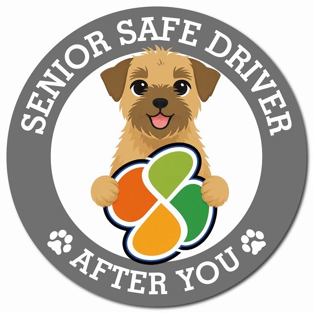 カーサイン 高齢者マーク SENIOR SAFE DRIVER ボーダーテリア マグネット 強力 直径13cm 肉球 日本製 車 ステッカー