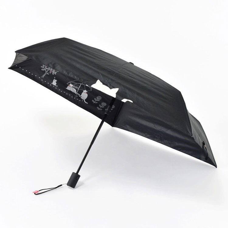 オールウェザー 折りたたみ傘 定形外 送料無料 黒コーティング傘 S35174 日傘 晴雨兼用傘 傘 ねこ 遮光 遮熱 にゃんこ UVカット 紫外線対策 日焼け対策