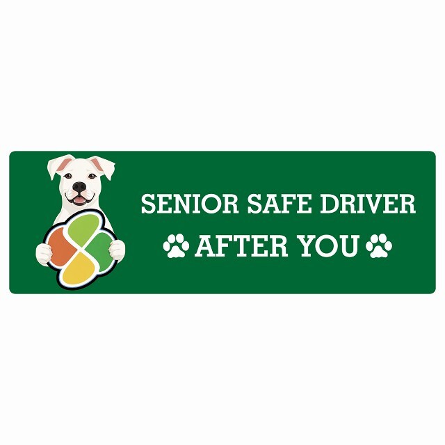 カーサイン 高齢者マーク SENIOR SAFE DRIVER ドゴアルヘンティーノ ステッカー シール 長方形 20x6.7cm 肉球 日本製 車