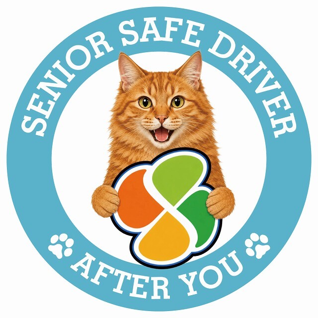 カーサイン 高齢者マーク SENIOR SAFE DRIVER アメリカンボブテイル ステッカー シール 直径13cm 肉球 日本製 車