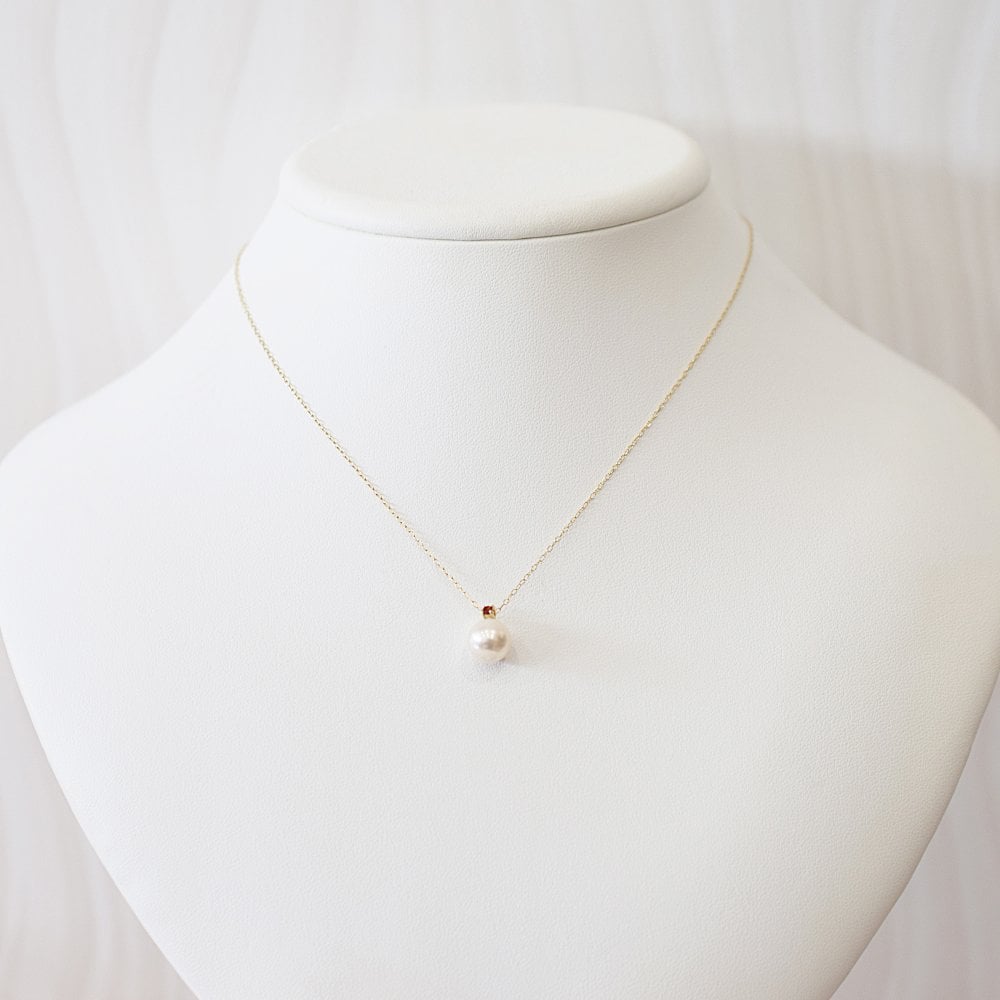 ［pearl597］ 8mm - 8.5mm ホワイトピンク ペンダント ネックレス 1月 誕生石 ガーネット あこや真珠