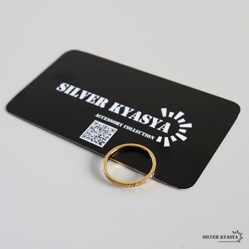 ステンレス カットリング 細身 キラキラ ゴールドリング 指輪 プチプラ 高見え フラワー シンプル ピンキー ワンポイント 重ね付け レディース 女性 金属アレルギー対応