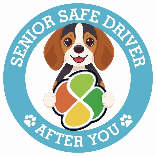 カーサイン 高齢者マーク SENIOR SAFE DRIVER ビーグル ステッカー シール 直径13cm 肉球 日本製 車
