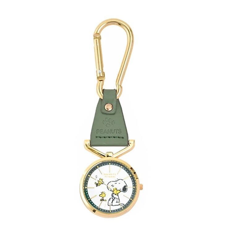 カラビナ レザー ウォッチ スヌーピー PNT058 定形外 送料無料 PEANUTS オラフ ウッドストック チャーリーブラウン 時計 懐中時計 チャームウォッチ キーホルダー ナースウォッチ パッケージ付き ギフト