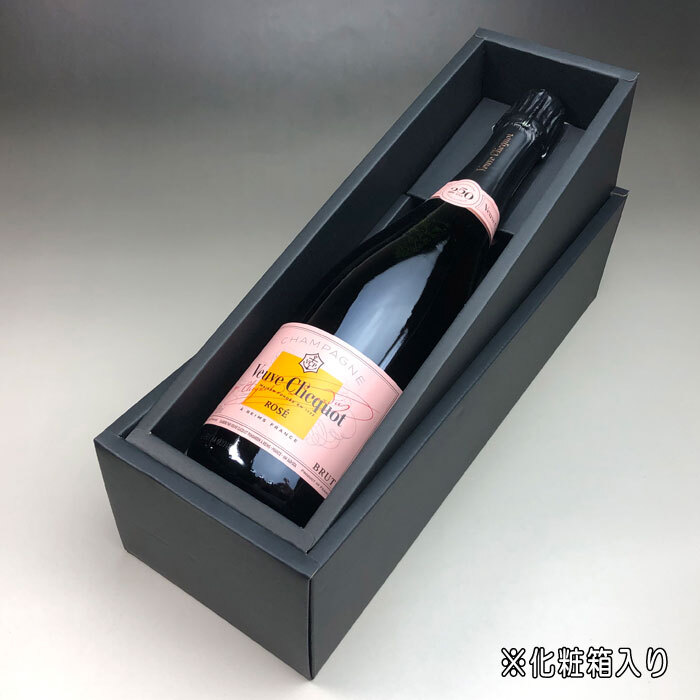 【名入れ お酒 ボトル 彫刻 × ヴーヴクリコ ローズラベル マグナム 正規 1500ml 黒化粧箱 / ネックデザイン】