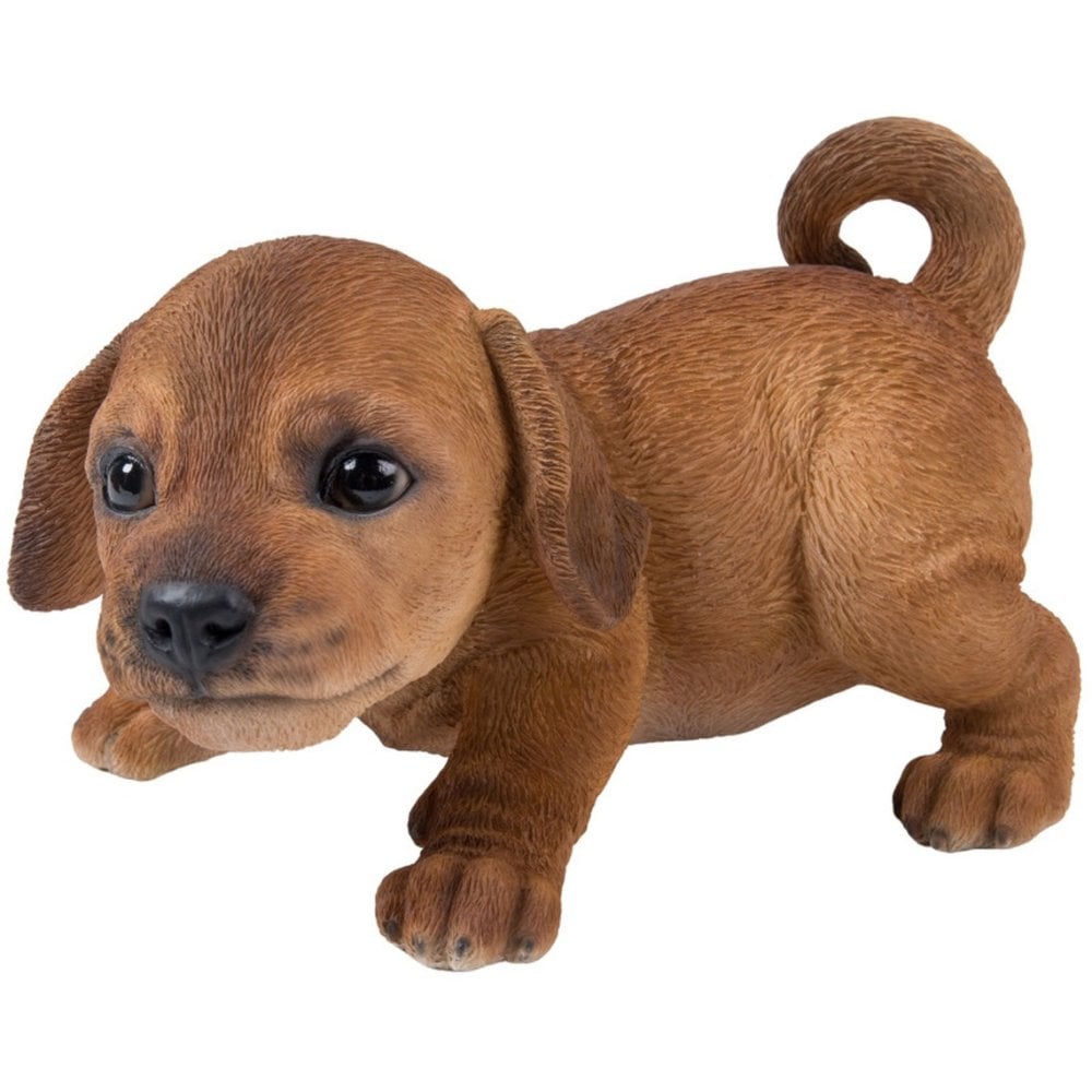 置物 woobia ウービア ミニチュアダックス かまえるダックスフンドの子犬 レッド 幅20.5cm ダックスフント 子犬 リアル 本物そっくり イギリス生まれ 職人手彩色 縁起物 戌年 玄関 インテリア 新築祝い 引っ越し祝い 開店祝い 出産祝い 誕生日 お祝い ギフト プレゼント 犬好き