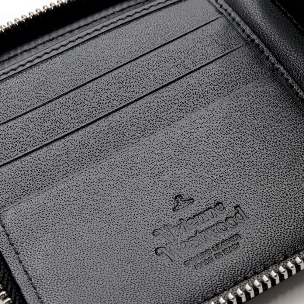 ヴィヴィアンウエストウッド 財布 二つ折り財布 メンズ レディース Vivienne Westwood 51010043 L001N LA N402 ブラック サフィアーノ 本革 ラウンドファスナー 小銭入れあり オーブ ロゴ コンパクト