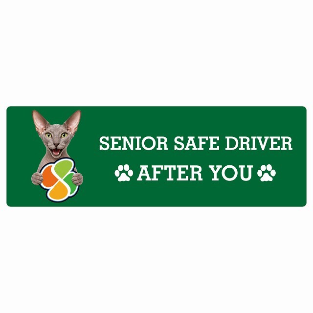 カーサイン 高齢者マーク SENIOR SAFE DRIVER ピーターボールド ステッカー シール 長方形 20x6.7cm 肉球 日本製 車