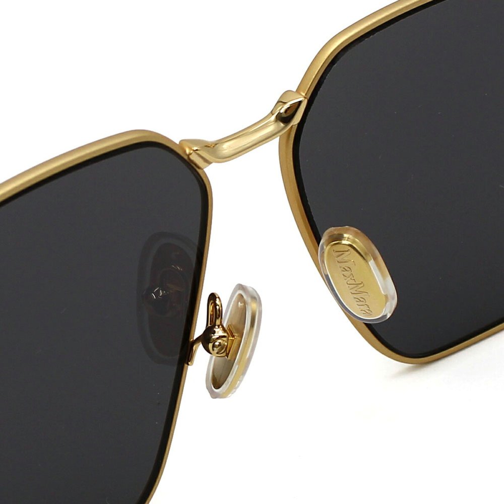 マックスマーラ Max Mara サングラス ノーズパッド UVカット アイウェア スクエア 多角形 ジオメトリック MM0143/S 30A 59 メンズ レディース ユニセックス ゴールド+ブラック 海外正規品