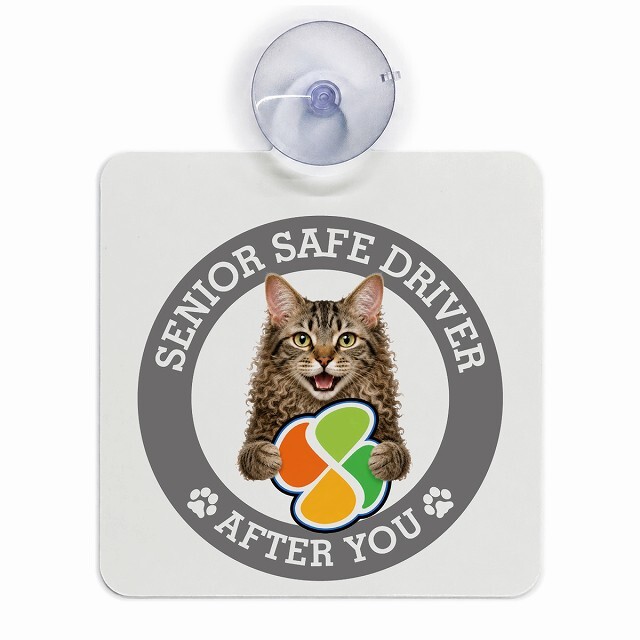 カーサイン 高齢者マーク SENIOR SAFE DRIVER ラパーマ 車内用 吸盤タイプ 収れん火災防止タイプ 肉球 日本製 車 ステッカー