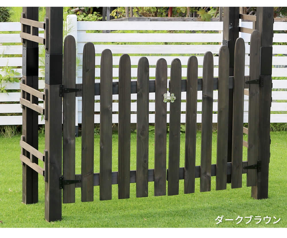 ガーデン エクステリア 天然木製三角アーチ用 ゲート単品 「WOOD CHURCH」 ウッドチャーチ ゲートのみ アーチ 門 ゲート 木製 diy キット 扉 両開き 外開き 観音開き 庭 入口 門扉 ホワイト ダークブラウン おしゃれ 北欧 新生活