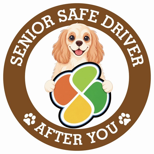 カーサイン 高齢者マーク SENIOR SAFE DRIVER アメリカンコッカースパニエル ステッカー シール 直径13cm 肉球 日本製 車