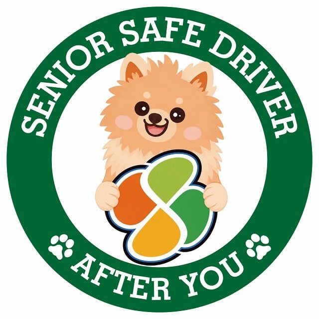 カーサイン 高齢者マーク SENIOR SAFE DRIVER ポメックス ステッカー シール 直径13cm 肉球 日本製 車