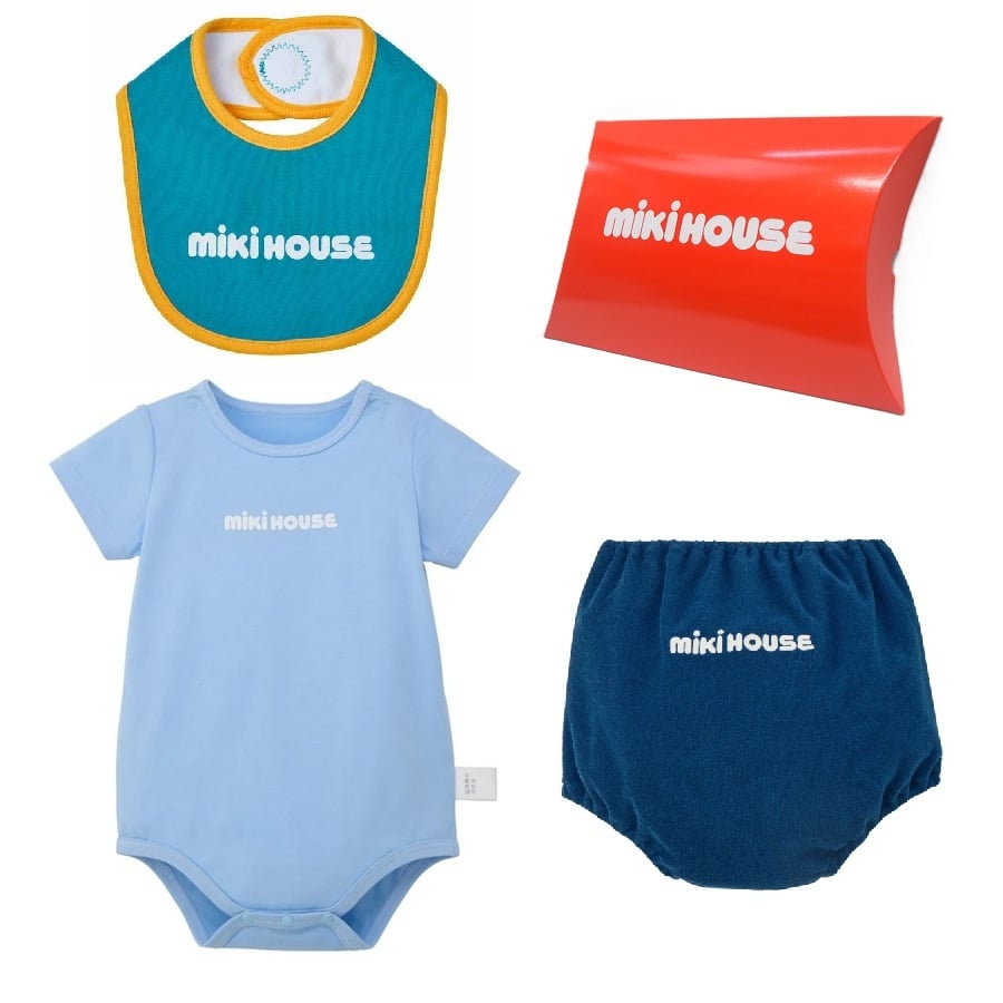 ミキハウス（mikihouse）　ロゴ　ボディシャツ・ブルマ・スタイセット　ギフトボックス付き