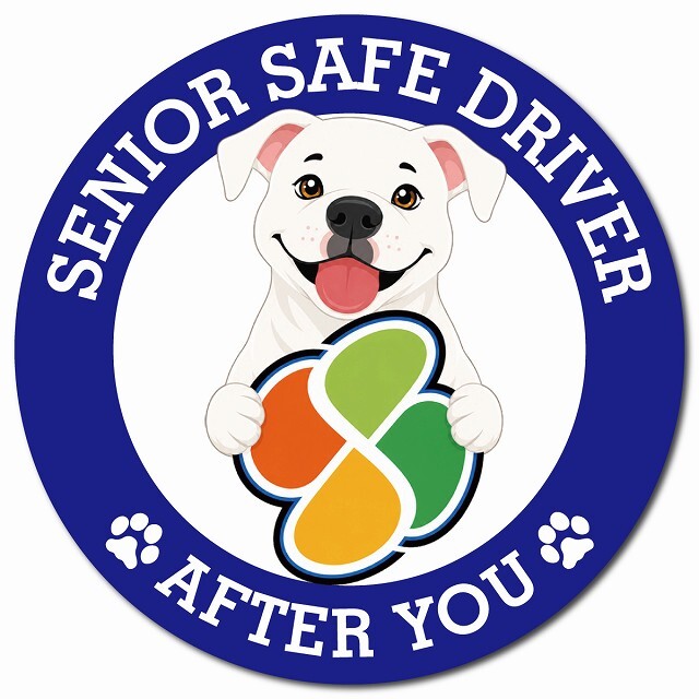 カーサイン 高齢者マーク SENIOR SAFE DRIVER ピットブル マグネット 強力 直径13cm 肉球 日本製 車 ステッカー