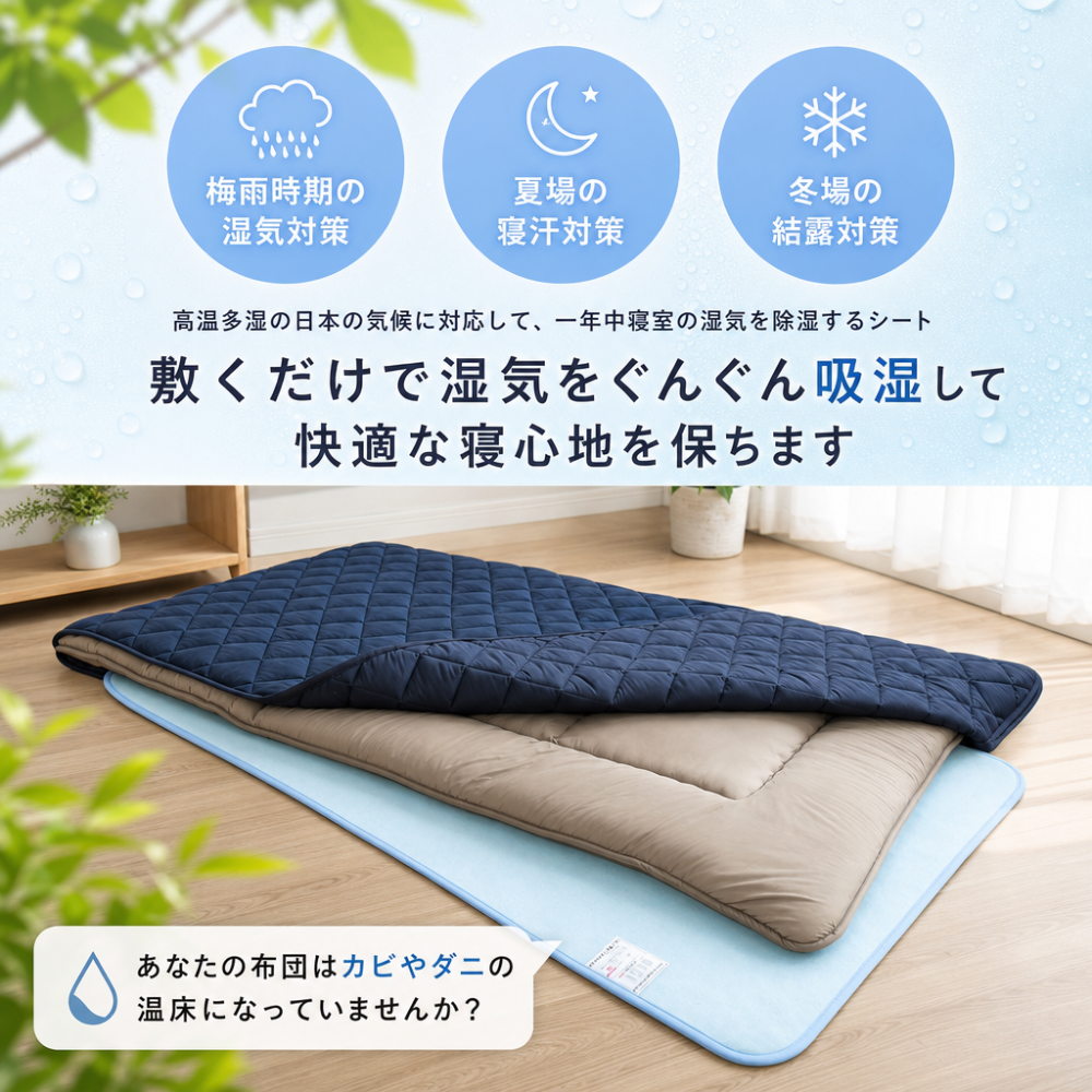 【送料無料】【ギフトラッピング無料】ベッドやふとんの下に敷くだけ湿気対策！丸洗いできる国産ダニ除け除湿マット♪ はれふわり シングル（90×180cm）【防ダニ/防カビ/消臭/除湿/丸洗いOK/日本製】