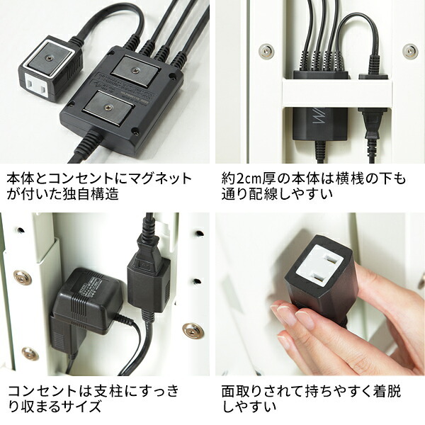 WALLインテリアテレビスタンド Vシリーズ/A2対応 スマート設置オプションセット -電源タップ-コードケース 追加オプション 部品 パーツ 配線整理 配線カバー ケーブルカバー 配線隠し モダン おしゃれ 電源コード WALLオプション
