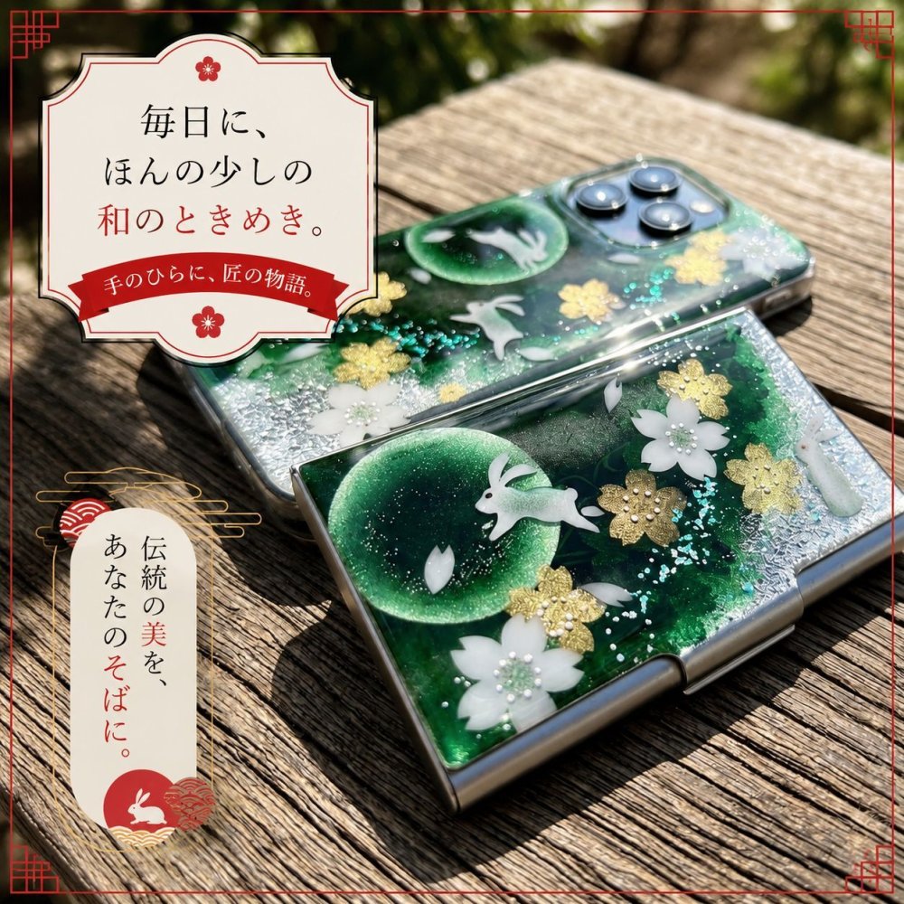 職人の手作り！和柄 名刺入れ「保」 和風 名刺ケース カードケース 夜桜 伝統工芸 職人 手作り 名入れ 記念日 誕生日 ギフト 送料無料 和風 ハンドメイド 立体彩色 螺鈿風 20代 40代 50代 プレゼント お祝い 還暦 退職 卒業