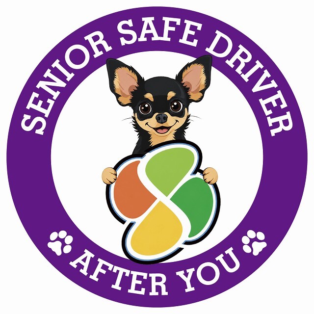 カーサイン 高齢者マーク SENIOR SAFE DRIVER チワピン ステッカー シール 直径13cm 肉球 日本製 車