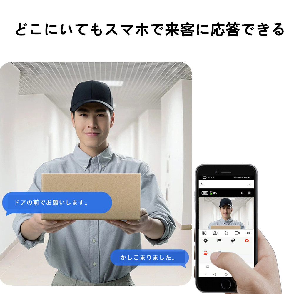 ドアカメラ   MV01  WIFI式インターホン   ドアフォン   防犯   動体検知   ミリオンHD   155度 広角レンズ   赤外線照射機能   防水IP54   双方向オーディオの機能   住宅設備ドアホン   インターホン   設置も簡単   ※注意点 2.4GHzのWiFiのみに対応。