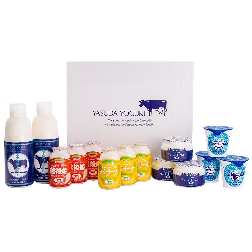 ヤスダヨーグルト ギフトセット 14点 セット 乳製品  飲むヨーグルト ドリンクヨーグルト 越後姫 バナナ プレーン 新潟県産生乳 お歳暮 内祝い 贈り物 ギフト プレゼント お祝い お熨斗 化粧箱入り 季節の味わいを楽しむ贅沢なギフト 送料無料