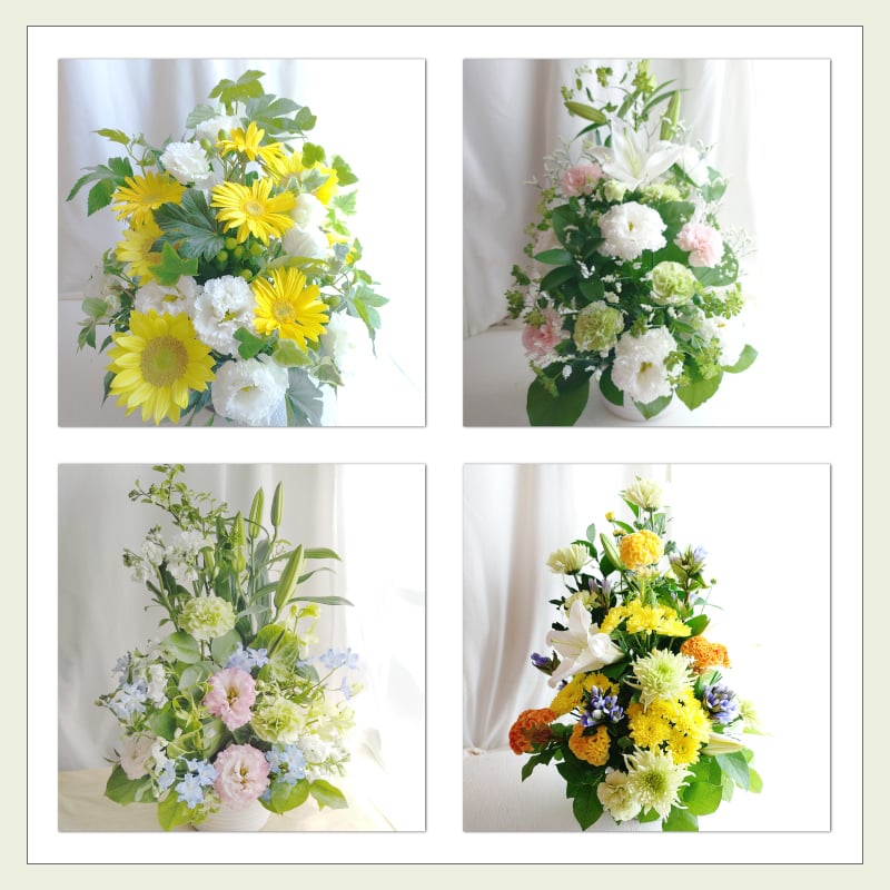 【お悔やみの花】【選べる6色】【Lサイズ】【クール便】【最短翌日お届け】フラワーアレンジメント 送料込み 日時指定可 おまかせ制作  | お悔やみアレンジ お供え花  法事 法要 命日 四十九日 葬儀 枕花