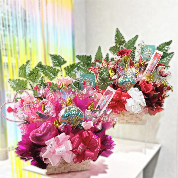 「周年祝い」「開店祝い」「誕生日」「推し活」「発表会」「表彰」「卒園・卒業」「入園・入学」「お菓子」「花束」「キャンディーブーケ」　季節を超えたお世話いらずのお菓子のブーケ♡　《お菓子の賞味期限は1ヶ月以上の物をご用意しております》『ハートスナイパー』